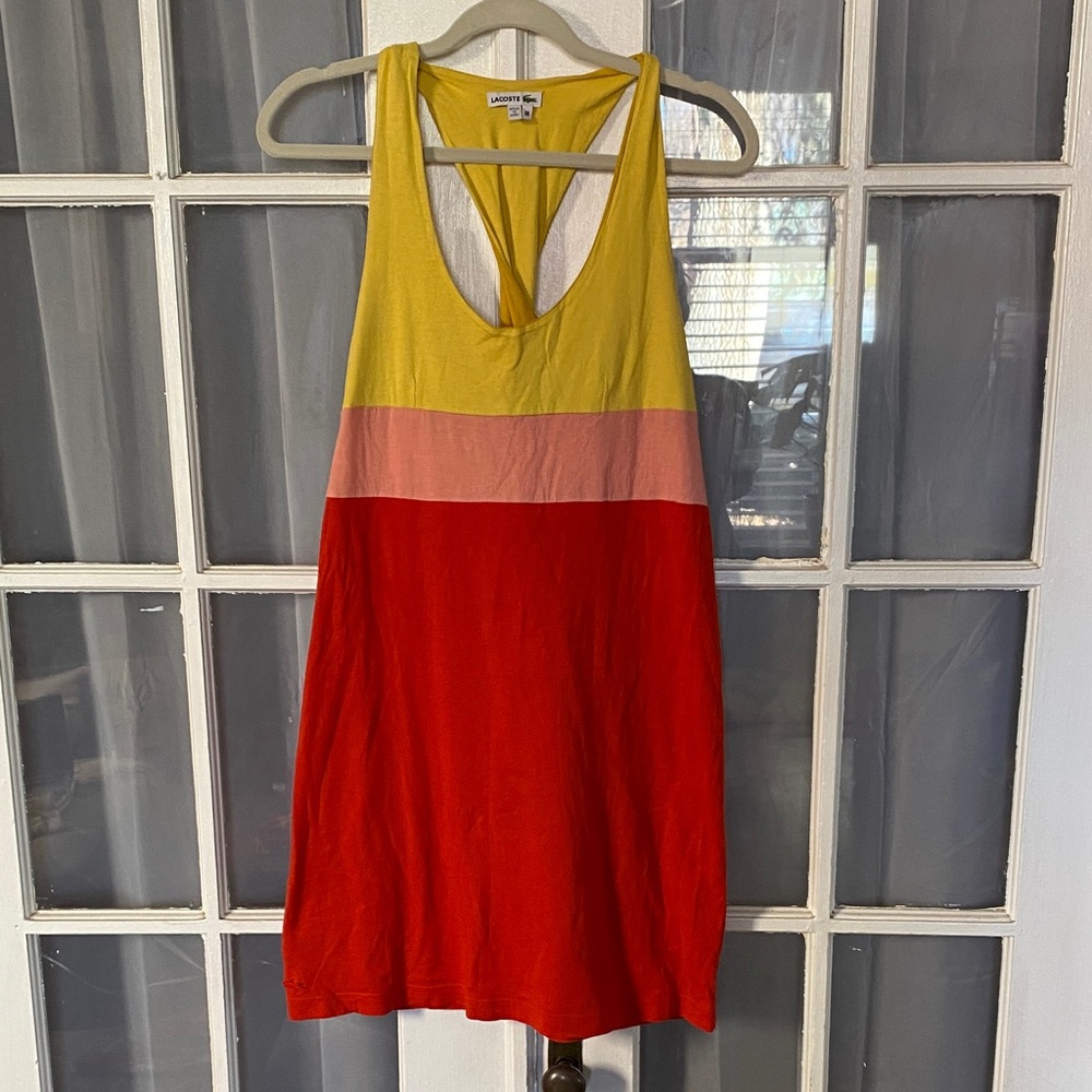 Lacoste Colorblock Sleeveless Twisted Back Dress